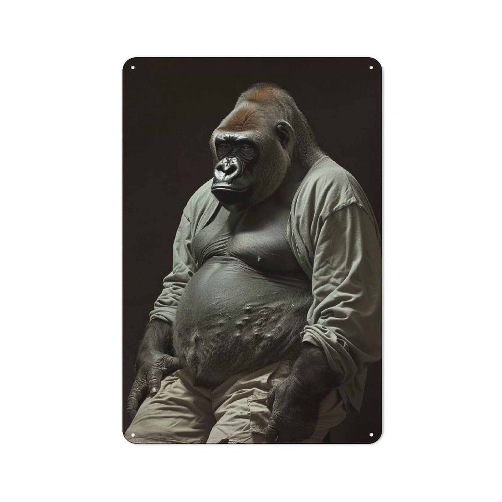 Junmoney Gorilla Fat Tin Wall Plaque 30X20cm With For Studio Or Craft Room, Suited To Craft Room Decorators