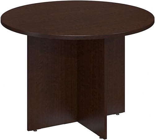 Bush Business Furniture Mesa de conferencias redonda con base de madera, escritorio circular para sala de reuniones para 4 usuarios, 42 W, cereza