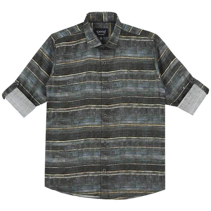 Image of CAVIO Boys Printed Shirt with Embellished T-Shirt