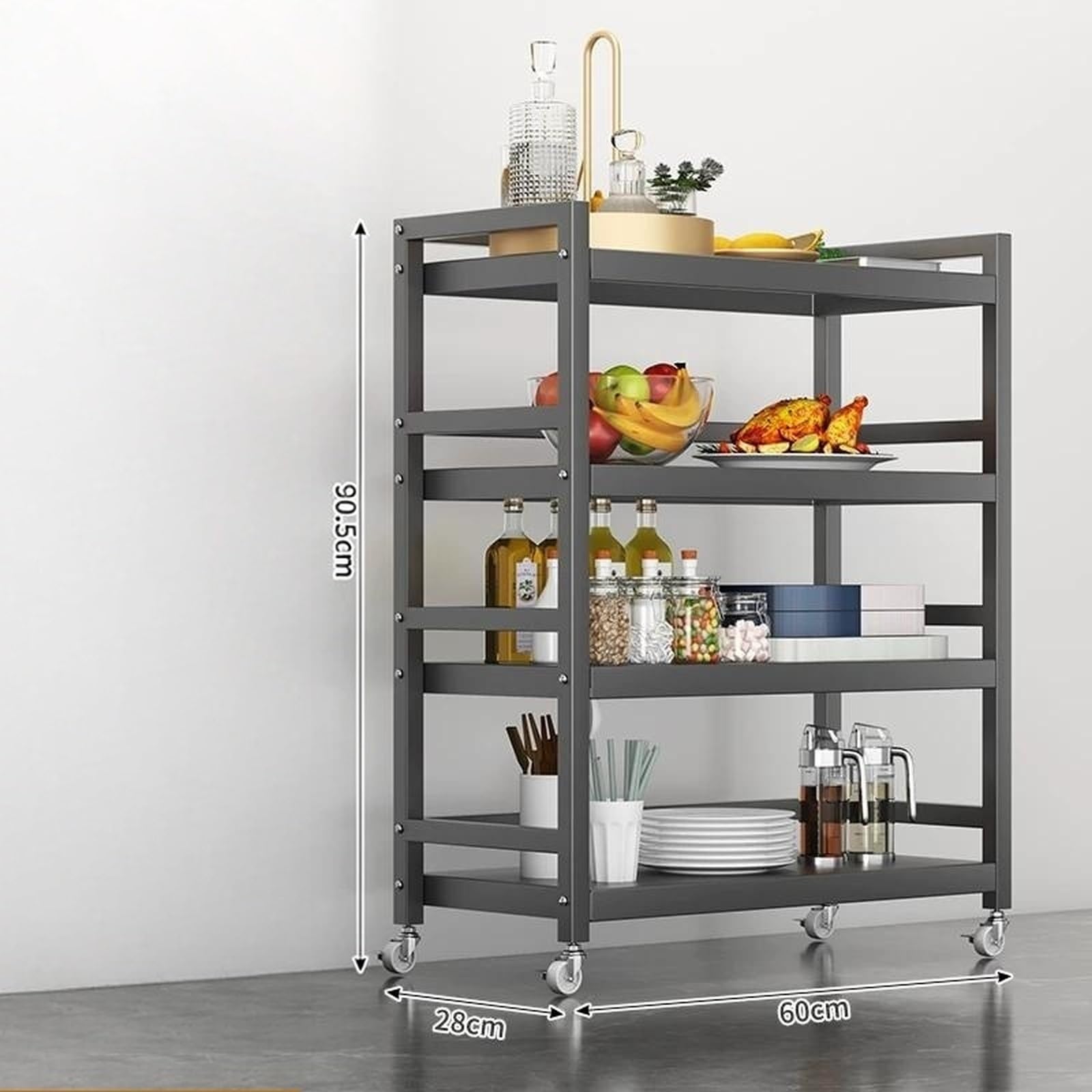 Magazzinaggio Carrello mobile for la preparazione degli alimenti, ripiano for servire con rotelle, for organizzare i contorni del ristorante(Grande)