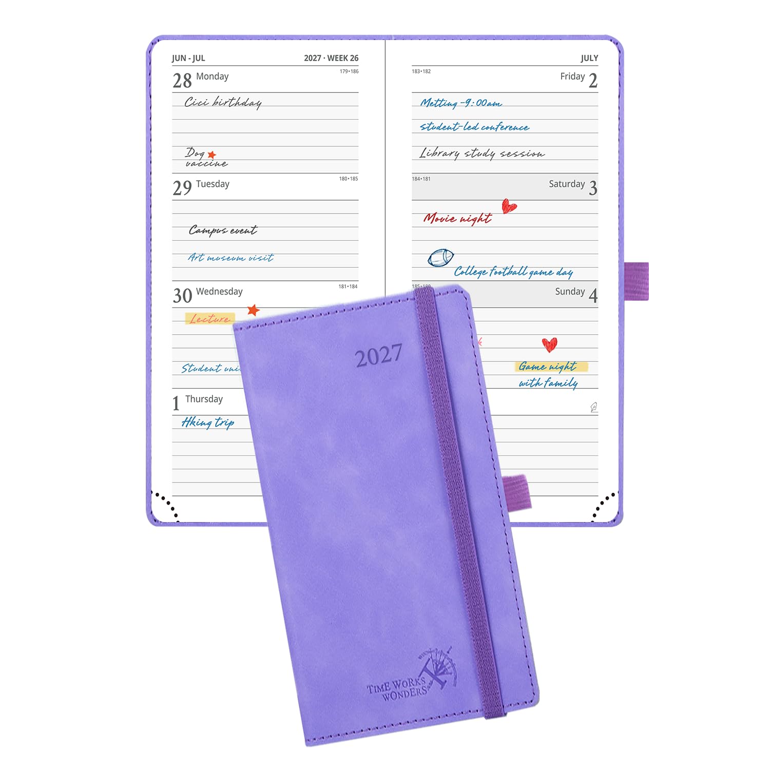 POPRUN 2027 Pocket Diary Small Diary 2027 Hardback Planner Week To View โ image 1