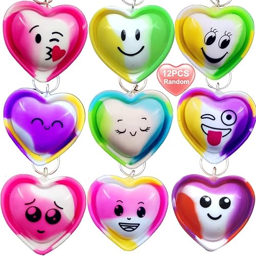 Miniatura 1 de Goodangie00 Juego de 12 llaveros de emoticon a granel de corazón para adultos, adolescentes, niños, niñas, regalos para el día de San Valentín,