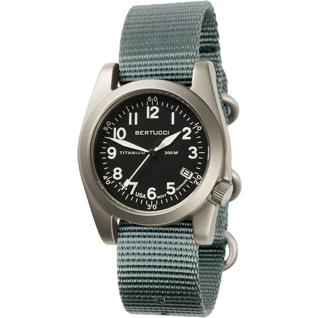 A-11t Americana - Black Dial- 354 Vintage Drab Nylon Band, Black/Vintage Drab, One Size, Casual