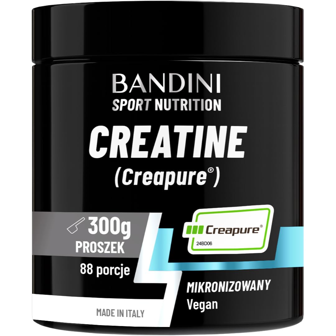 Bandini® Kreatyna CREAPURE® Monohydrat w czystym proszku - suplement do treningu, sportu, siłowni i przed rozpoczęciem pracy - zawiera dawkę - 100% wegańskie - na bazie monohydratu