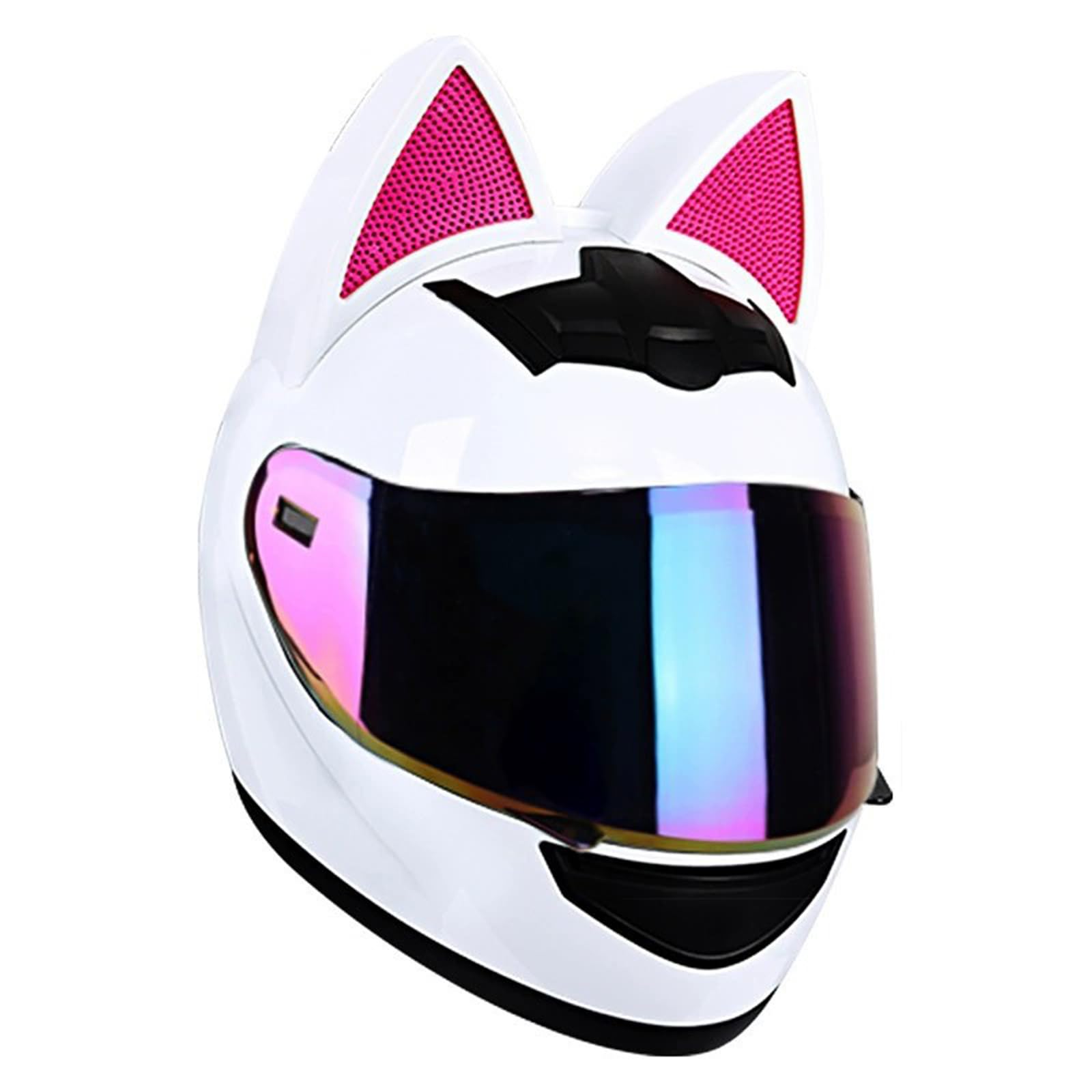 Casco de Moto con Orejas de Gato Cascos integrales con Viseras Cascos de Motocross Homologados ECE para Adultos Hombres Mujeres Cuatro Estaciones J,M54-56CM