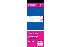 BAZIC Cash Money or Rent Receipt Book, 50 Sets 2-Part Carbonless Payment Receipt Journal