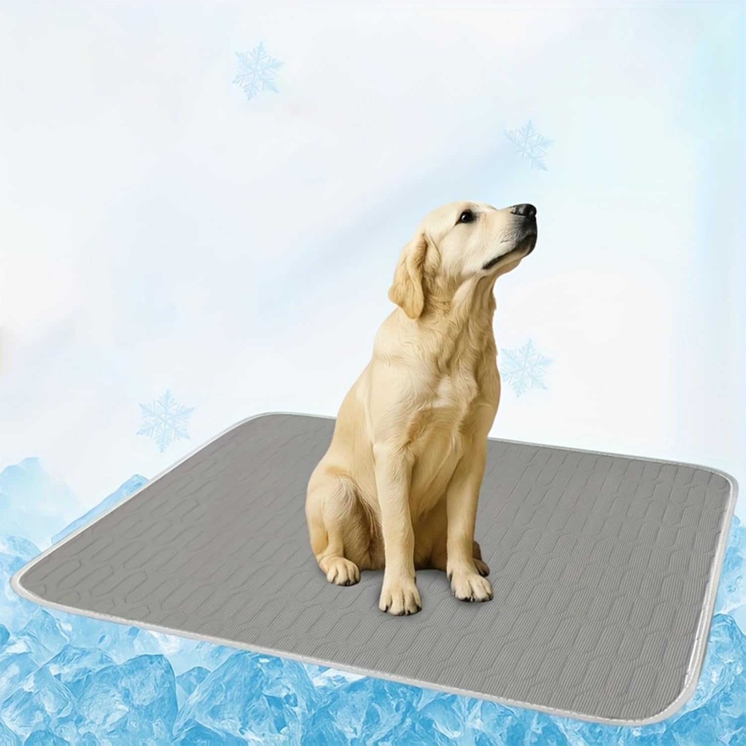 Large Dog Cooling Mat – Ice Silk Cooling Pad, Gel-Free, Waterproof & Machine Washable Summer Pet Bed for Dogs & Cats, Grey, 40 x 50cm
