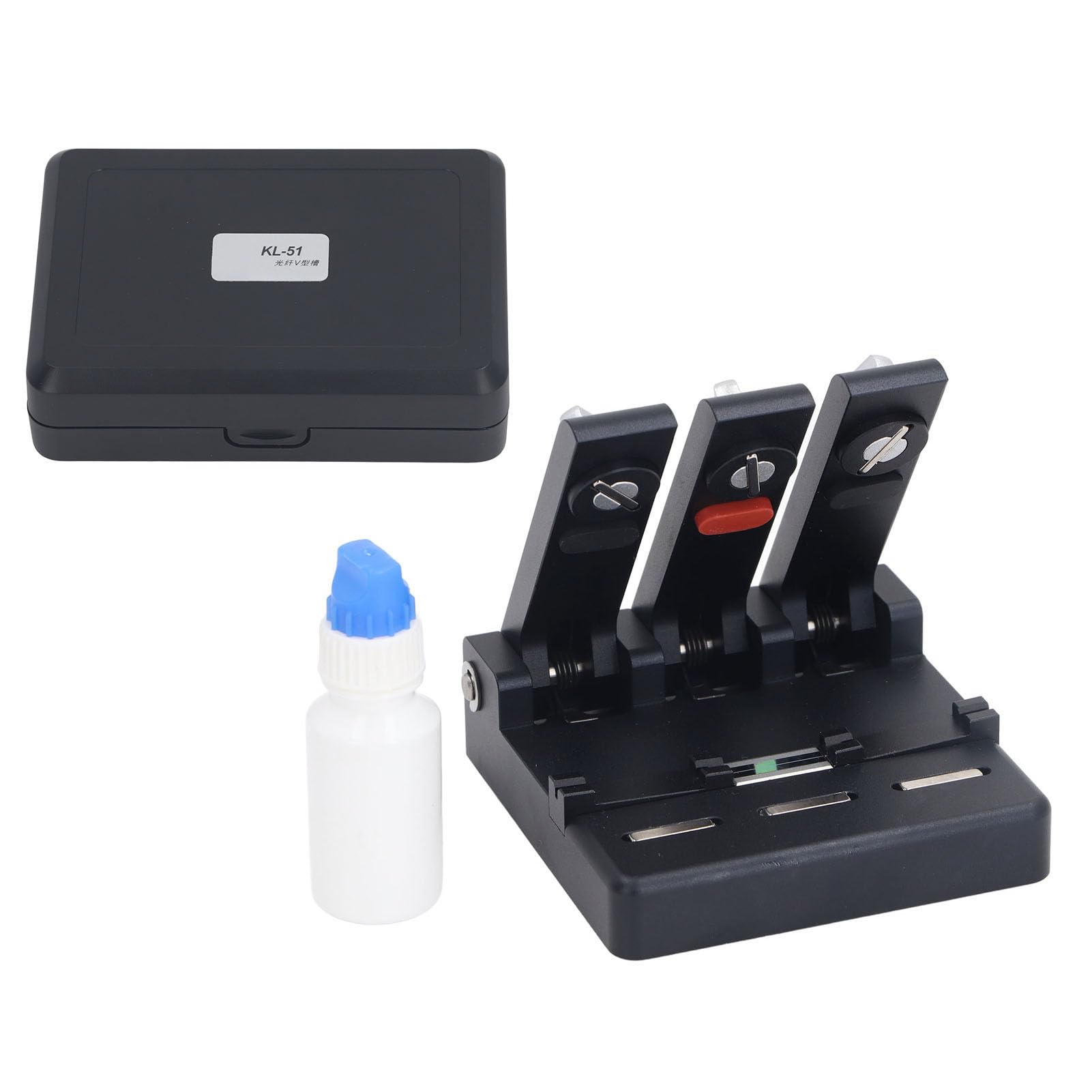 KL-51 Single-Glasfaser-V-Nut-Aligner mit Pressplatte, Magnetschalter, Temporärer Glasfaser-zu-Faser-Verbindungsstecker, Hochpräzises Bare-Fiber-Ausrichtungswerkzeug