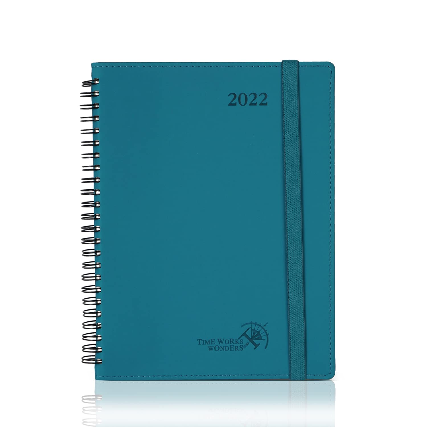 POPRUN 2022 Planner Weekly and Monthly 6.5" x 8.5" - Agenda 2022 with Hourly Time Slots, Monthly Expense & Notes, Inner Pocket, Vegan Leather Soft Cover - Pacific Green