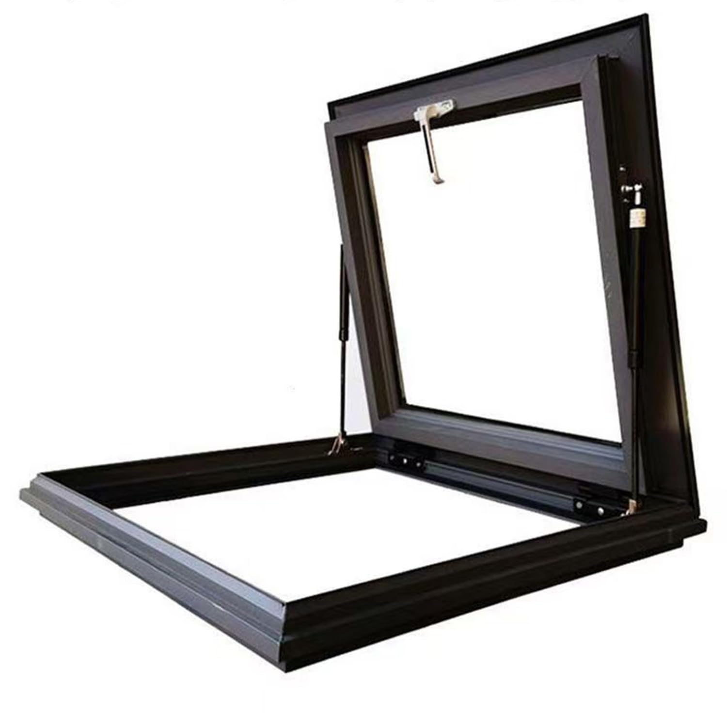 Claraboya Techo,Ventana de tejado de Aluminio,Compuerta de Acceso al Ático,para azoteas, áticos, sótanos,Gris,60×60cm