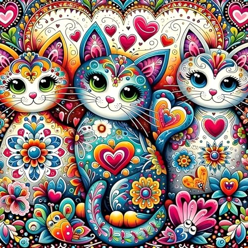 QQYRHN Cartoon Cat Diamond Painting Kits for Beginners Adults,5D Kitten Diamond Art Kits, DIY Flowers Round Full Drill Diamond Dots Diamond Gem Art with Painting Kits for Home Wall Decor 12x12 Inch QQYRHN Cartoon Cat Diamond Painting Kits for Beginners Adults,5D Kitten Diamond Art Kits, DIY Flowers Round Full Drill Diamond Dots Diamond Gem Art with Painting Kits for Home Wall Decor 12x12 Inch