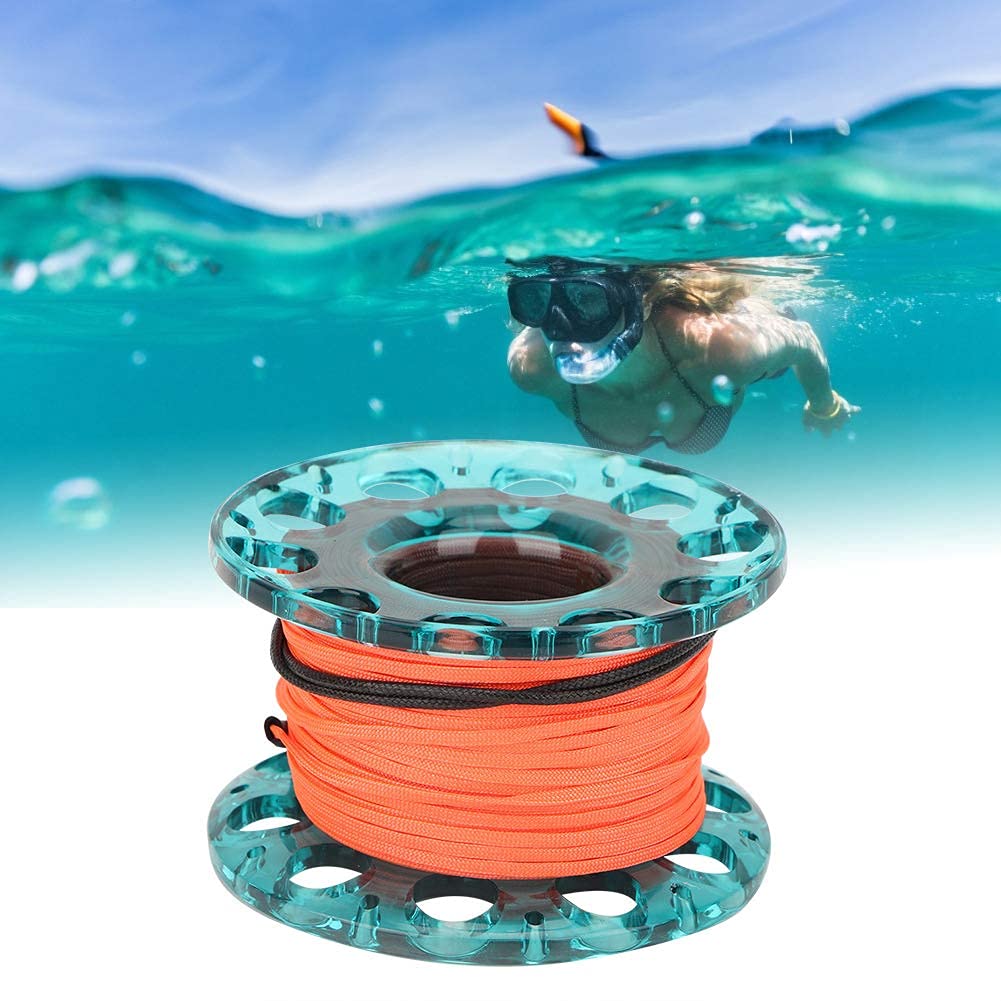 Bobina per dito da immersione, 30 m, in plastica resistente per immersioni subacquee per immersioni subacquee, 4 colori (ruota blu)