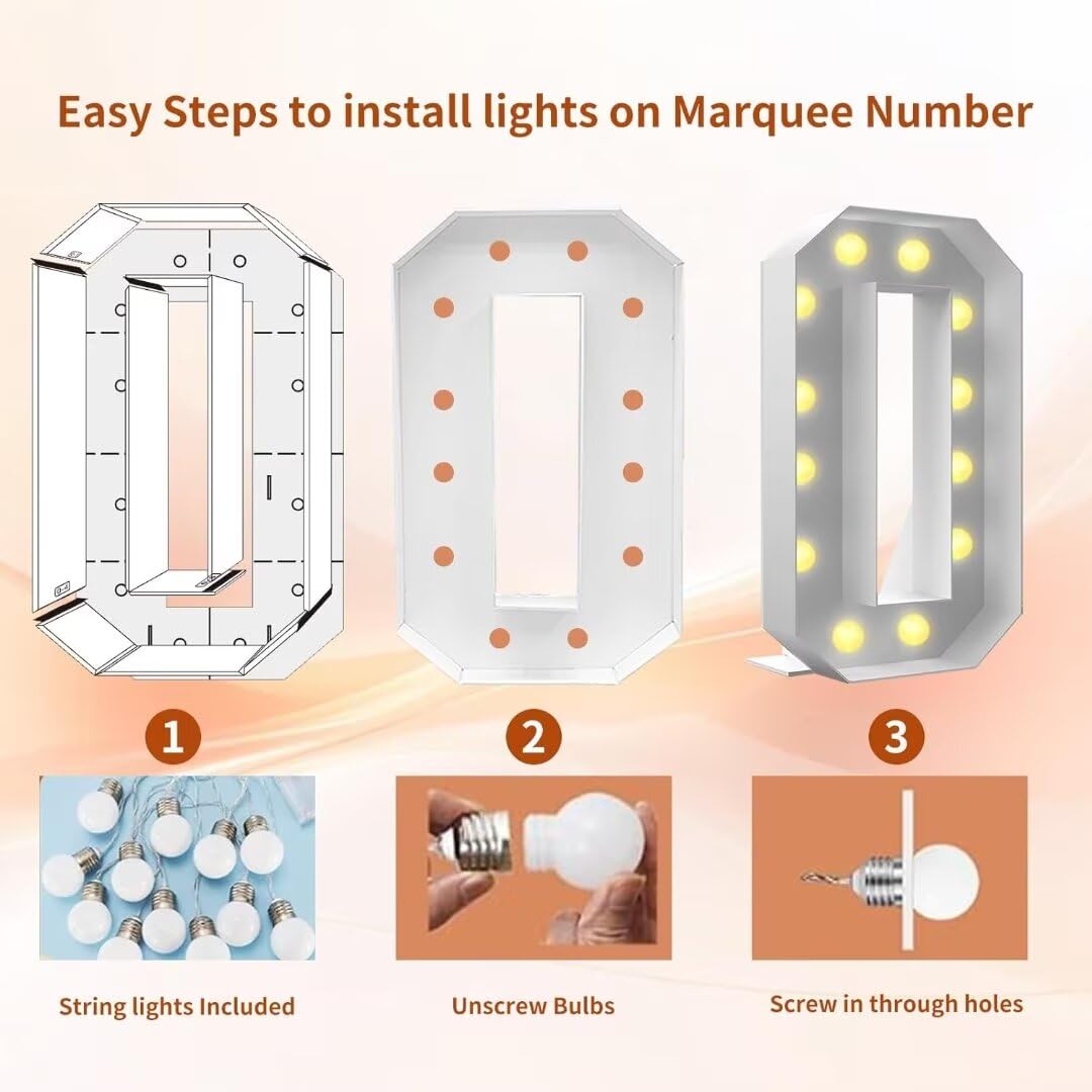 60cm Numeri giganti luminosi per feste, grandi numeri con luci, grandi numeri luminosi a LED, decorazioni per feste di compleanno, numeri in cartone, decorazioni per anniversari