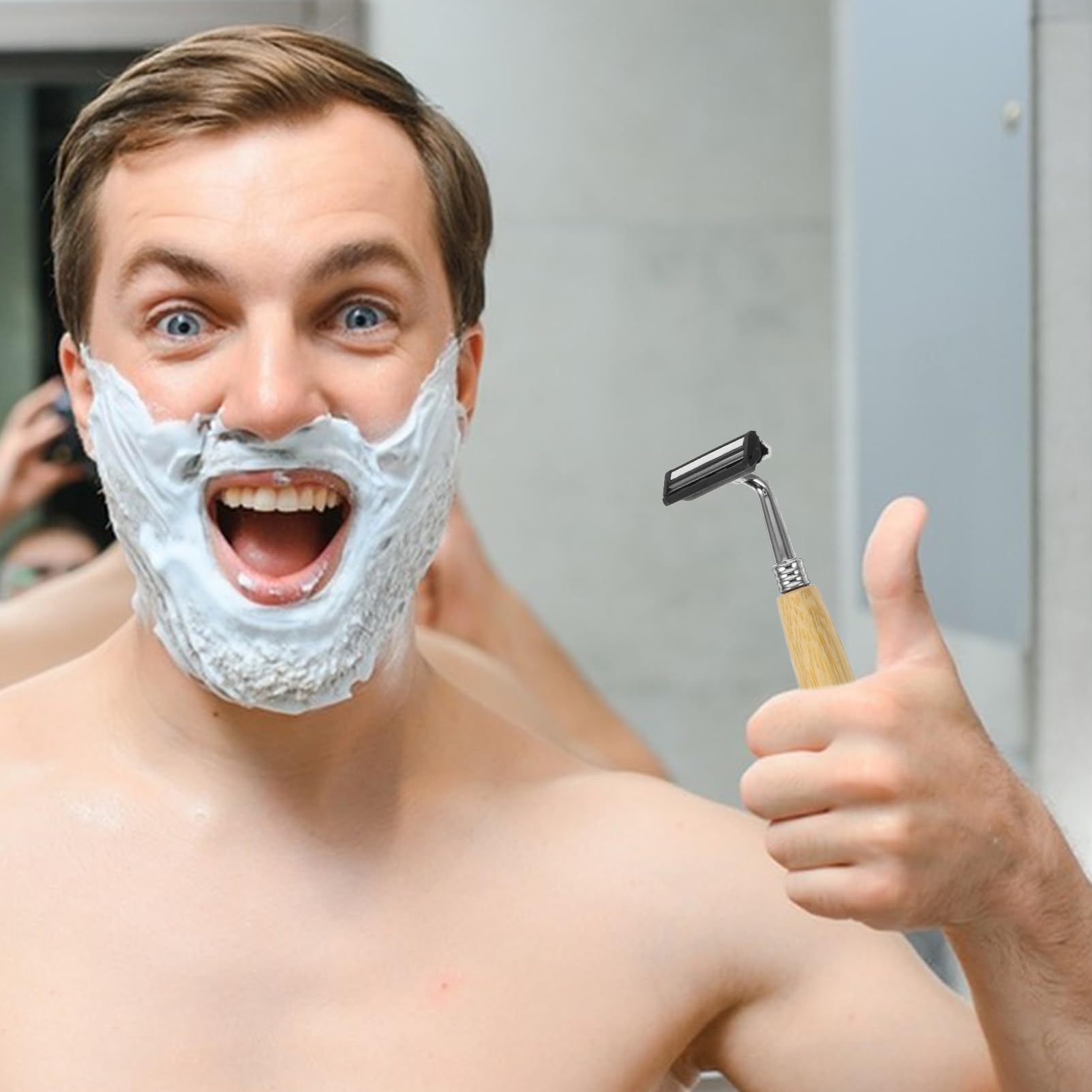 FRCOLOR 10 Sätze Rasiermesser Aus Edelstahl Razor Rasiere Rasierhobel Handhaben Schnurrbart Trimmer Haarschneider Rasiermesser Mit Bambusgriff Griff Ist Aus Aluminium 4 Stück * 10