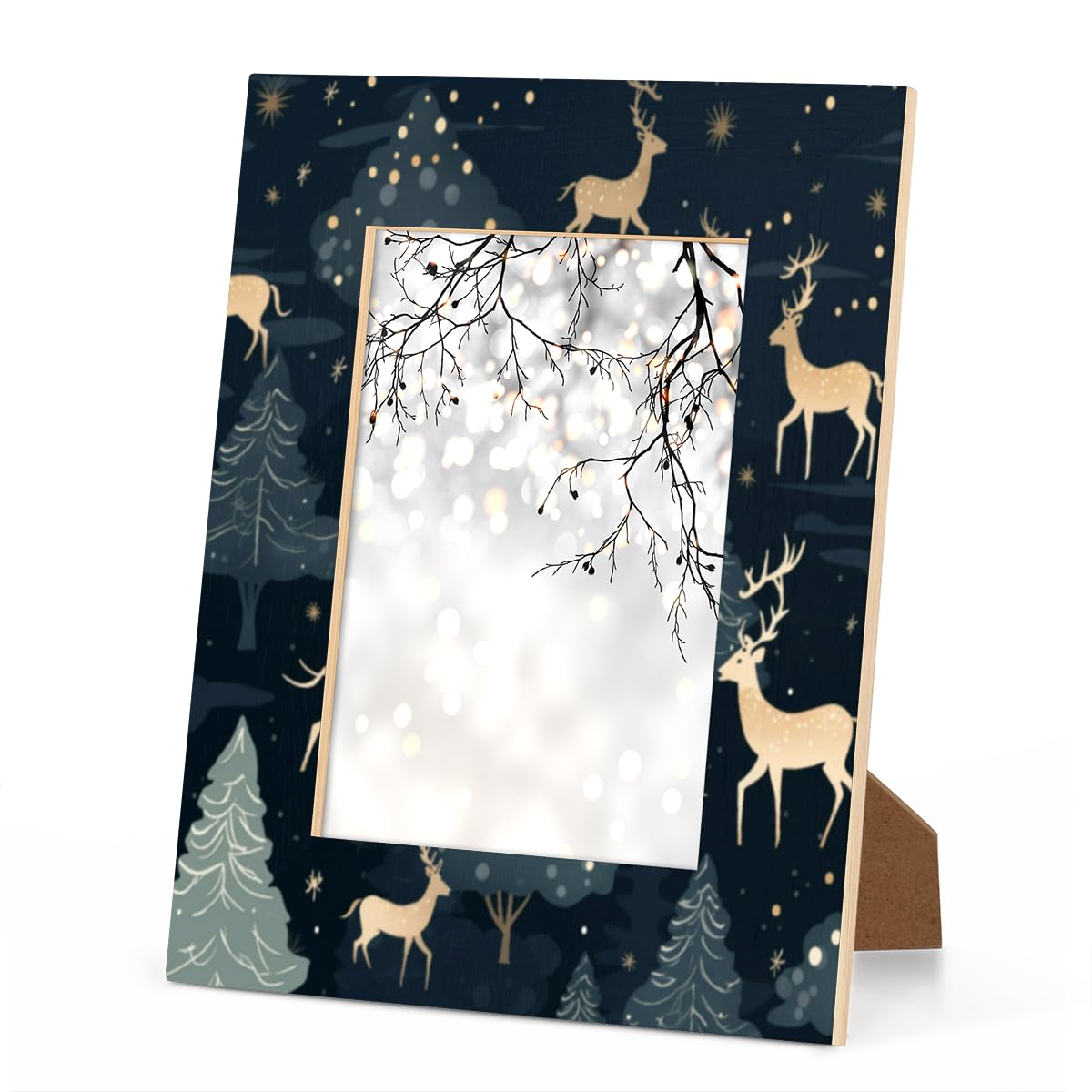 Amazon.co.jp: ヴィンテージクリスマスナイトシーンパターン 木製写真