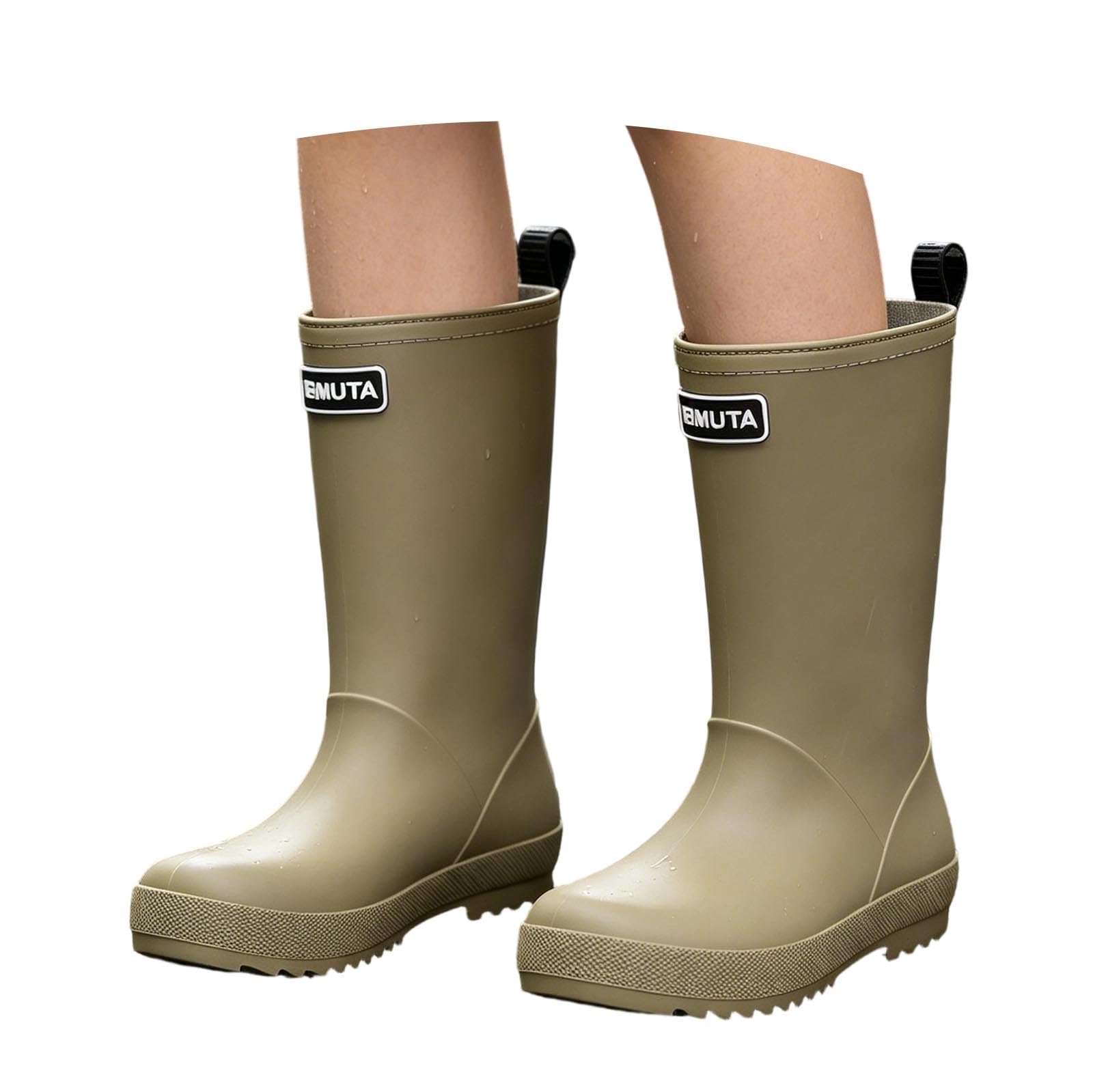 Generisch Botas de lluvia para mujer, caña media, ligeras, antideslizantes, de goma | Botas de goma ligeras, antideslizantes, impermeables, ideales para senderismo, camping y actividades al aire libre