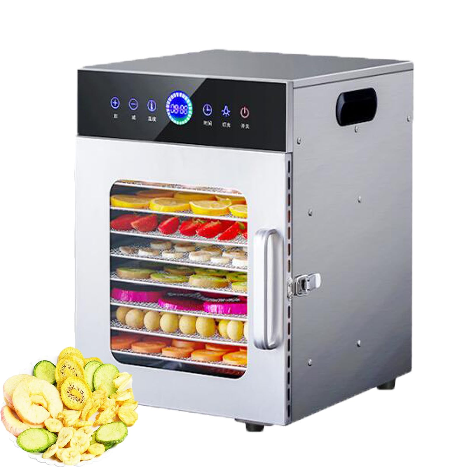 Deshidratador De Alimentos, Deshidratador De 8/10 Bandejas Con Temporizador De 24 Horas Y Control De Temperatura De 86-194 ℉ Y Pantalla LED, Para Cecina, Frutas,10-Trays-Dehydrator