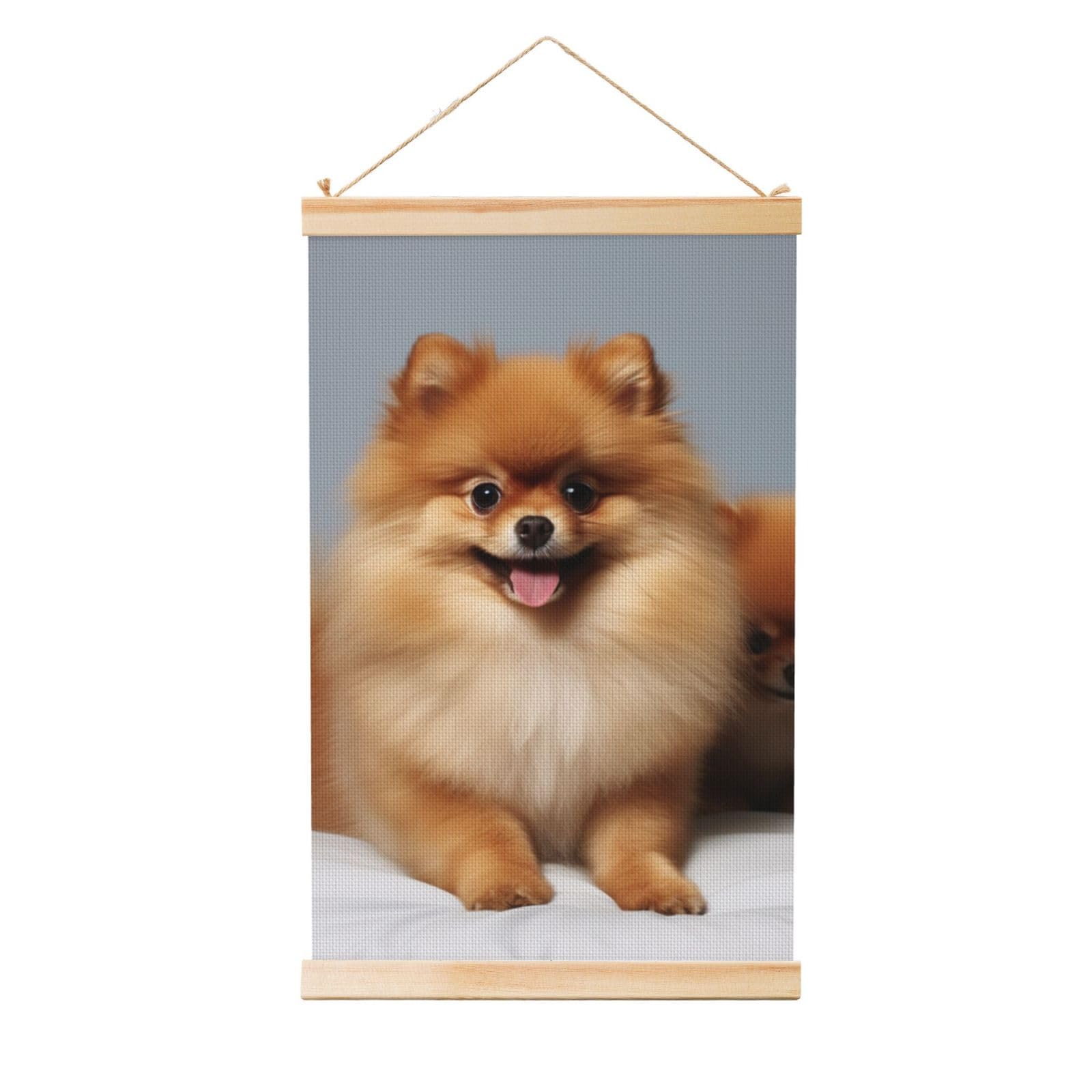 Cute pomeranian Posters Wooden Shaft Hanging Poster Canvas Prints Scroll Wall Art Painting Vintage Wall Banner Modern Artwork Decor for Home Decor Ready to Hang 12"x18"