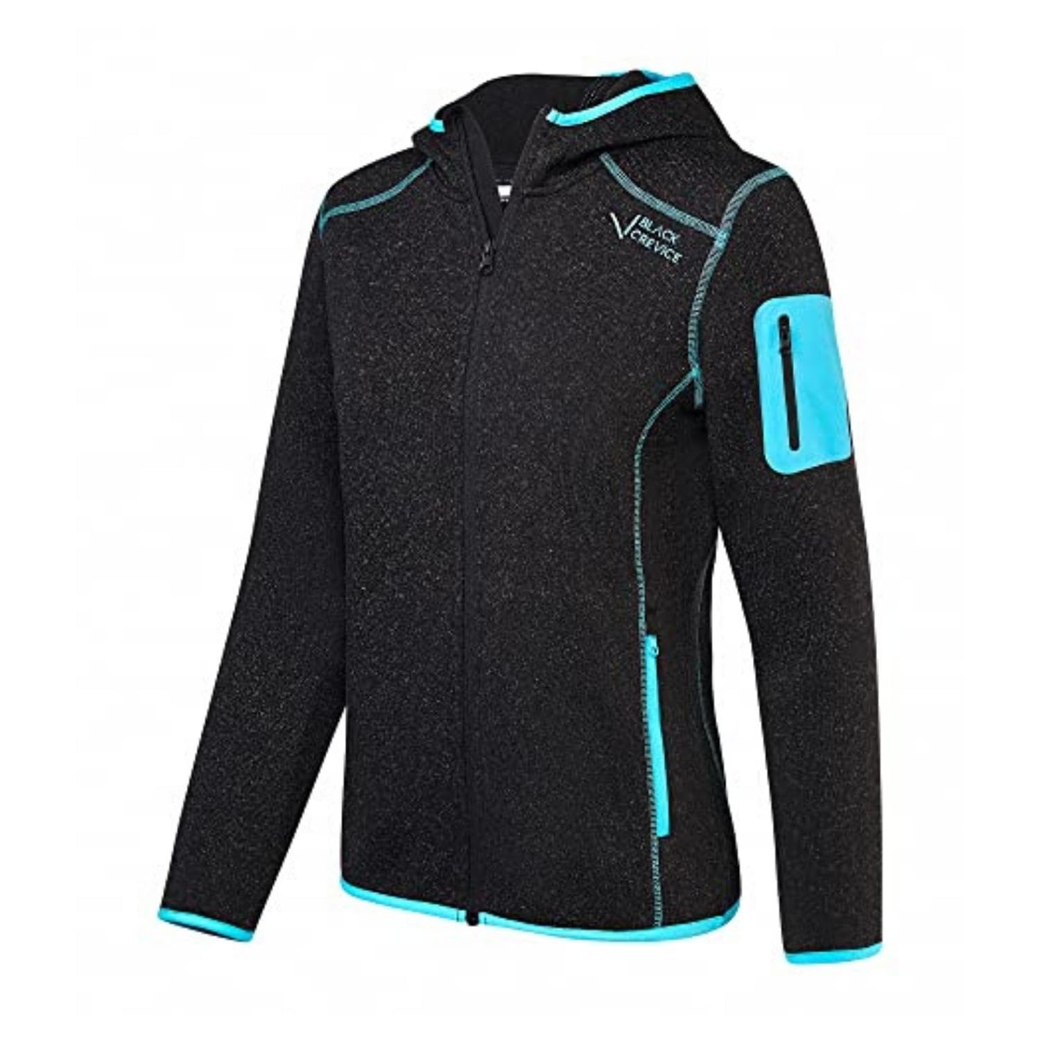 Black Crevice Veste polaire en velours côtelé avec capuche femme I Veste polaire à l'aspect tricoté chiné femme I respirante et légère I tricotée femme I Vestes polaires d'extérieur femme