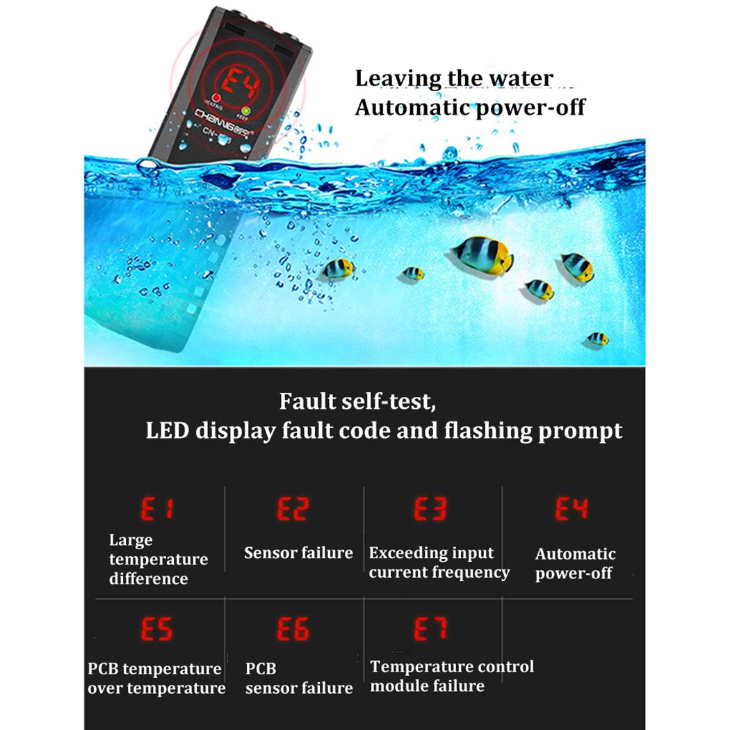 Calentador de Agua Sumergible para Tanque de Peces, Calentador de Acuario, termostato de Temperatura Ajustable con ventosas