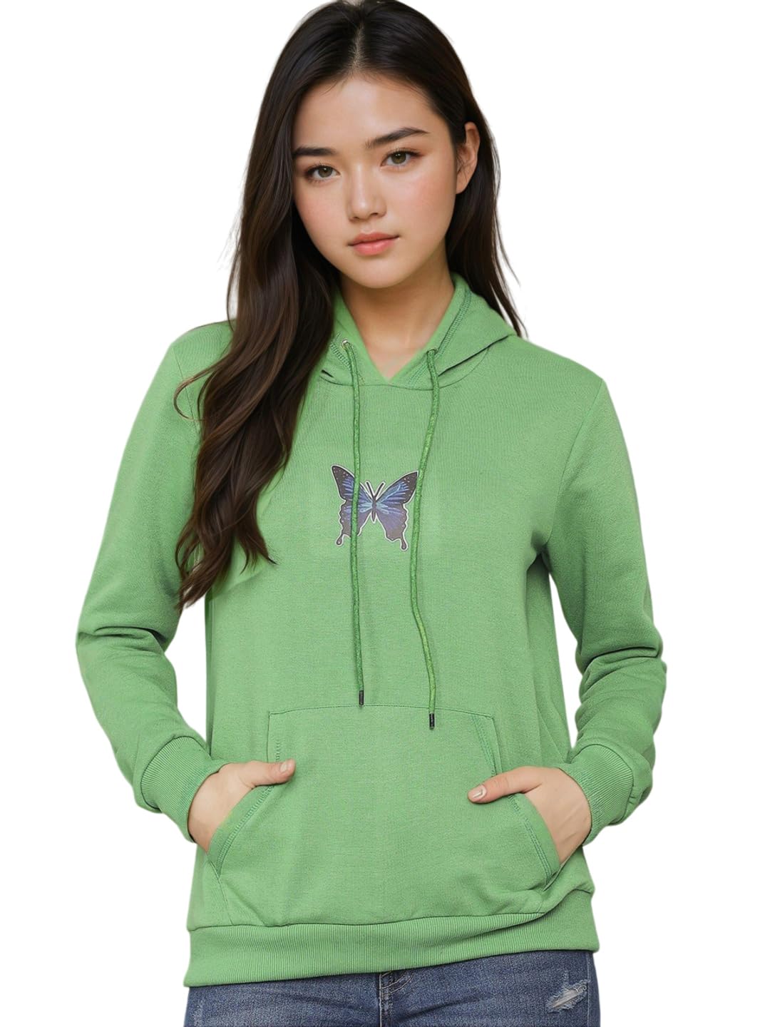 kotty Womens Casual Hooded Sweatshirt with Butterfly Design - Soft Cotton Blend, Variety of Colors & Sizes - Ideal, Outdoor Adventures & Layering-picture-42