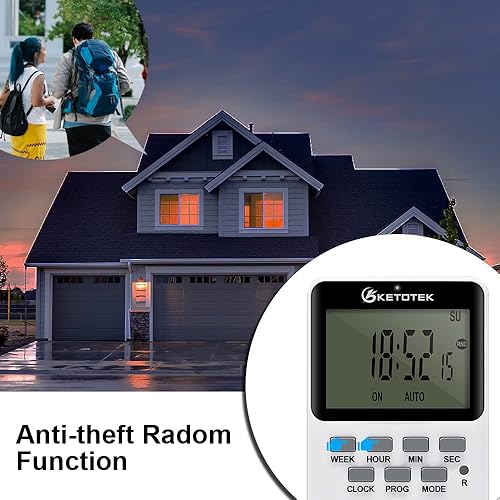 Miniatura 6 de Enchufe de salida de temporizador digital enchufable, 20 encendidoapagado, temporizador programable, 24 horas, 7 días, programas y cuenta regresiva