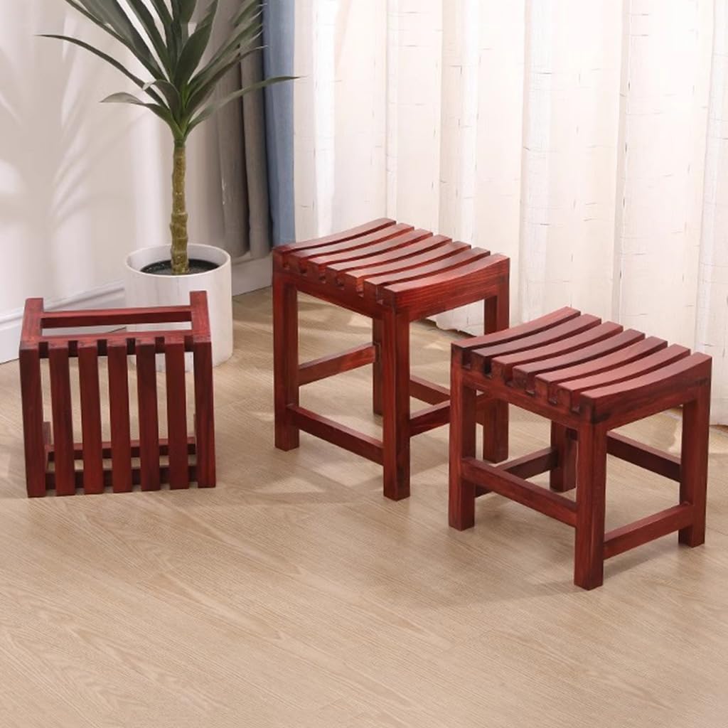 Taburete de ducha de madera para baño, impermeable, antideslizante, asiento bajo para sala de estar, dormitorio, pasillo, banco de cambio de zapatos duradero y versátil