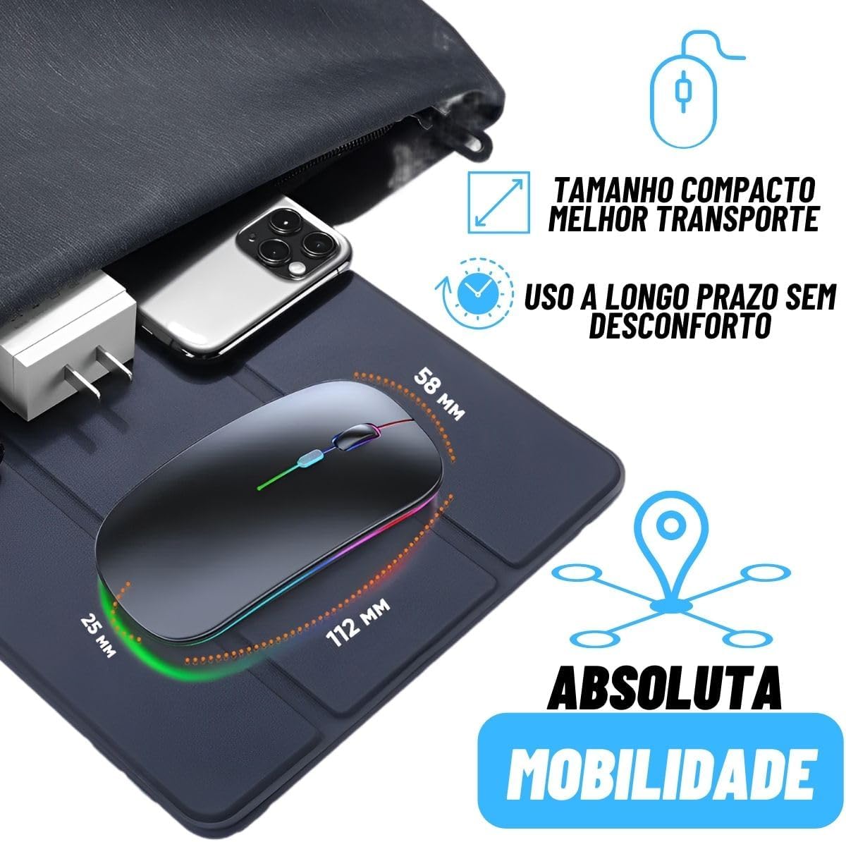 Mouse Bluetooth Bateria Interna Recarregável Longa Duração. Cuidado! 5 61Hiaymnd0L. Ac Sl1200