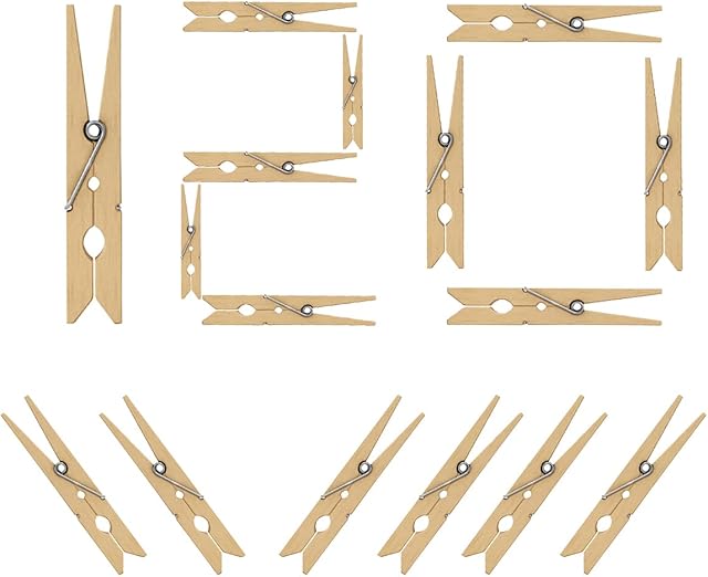 Wooden Clothes Pegs for Washing Line | Natural Wood Color Pegs for Multipurpose Use | Wooden Pegs for Washing Line are Suitable for Indoor and Outdoor Use (120)