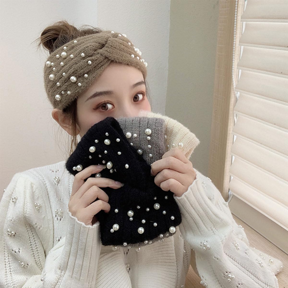 FZBNSRKO Knitted Headband,3 Pieces Winter Knitted Headband Crochet Turband Ear Warmer Winter Braided Head Wraps for Women Girls(Random Color) - Image 7