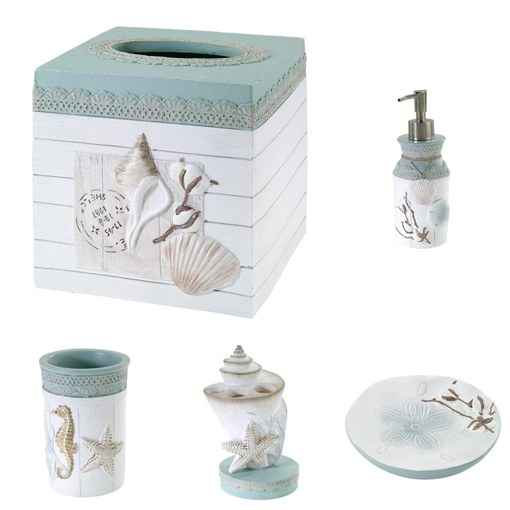 Avanti Linens - Farmhouse Shell Collection Bundle, Beautiful Coastal Decor for Bathroom or Kitchen