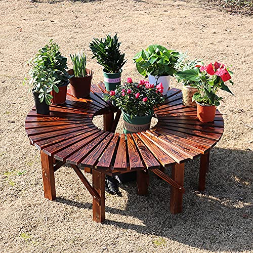 Banco de madera maciza para árbol semicircular para parque exterior 5