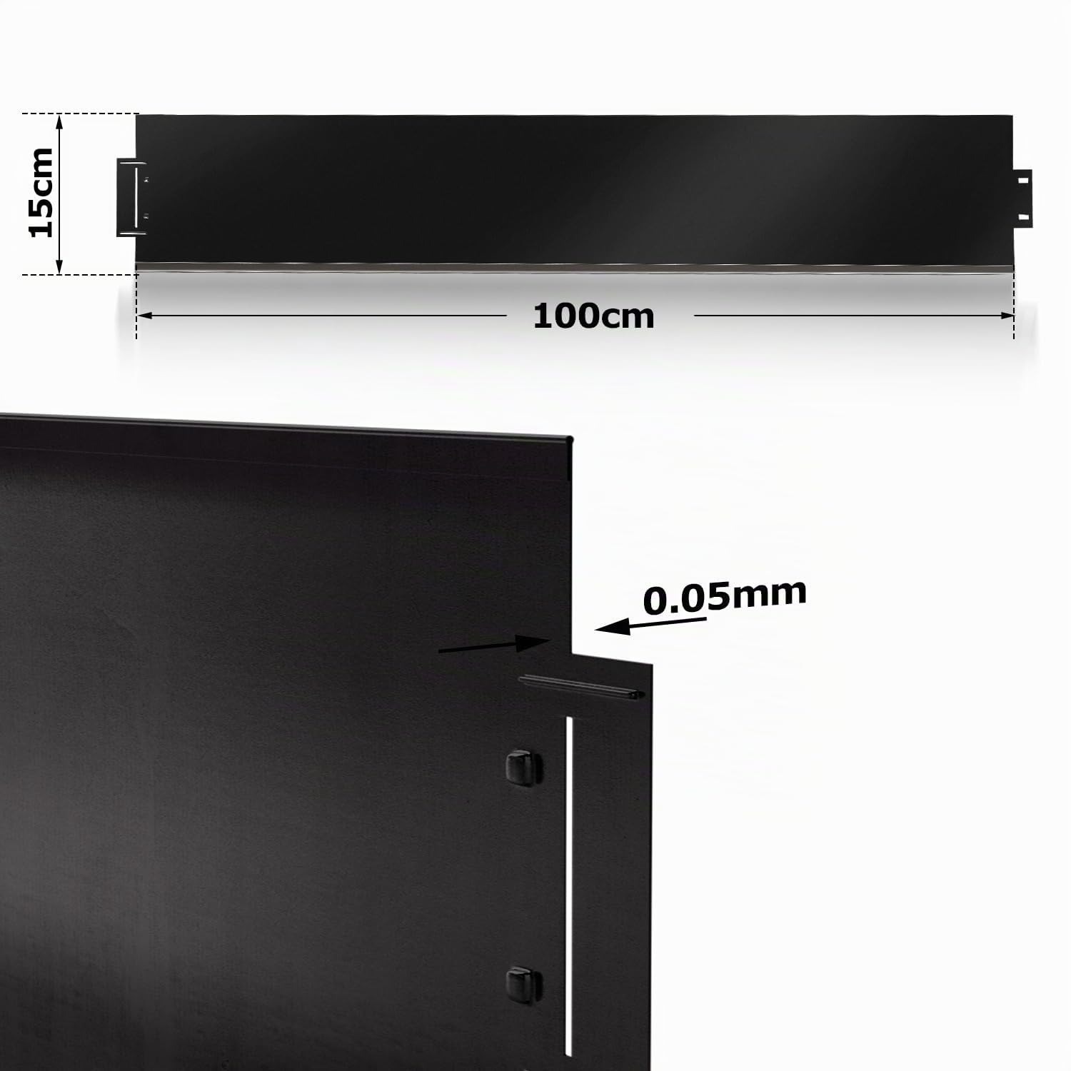 Bordure de pelouse en métal galvanisé, 5 m, 10 m, 15 m, 20 m, 25 m, 30 m, 35 m, 40 m, 45 m, 50 m, palissade, Peut être utilisée pour Cour, Jardin, Noire (Longueur 10m - Hauteur 15cm)