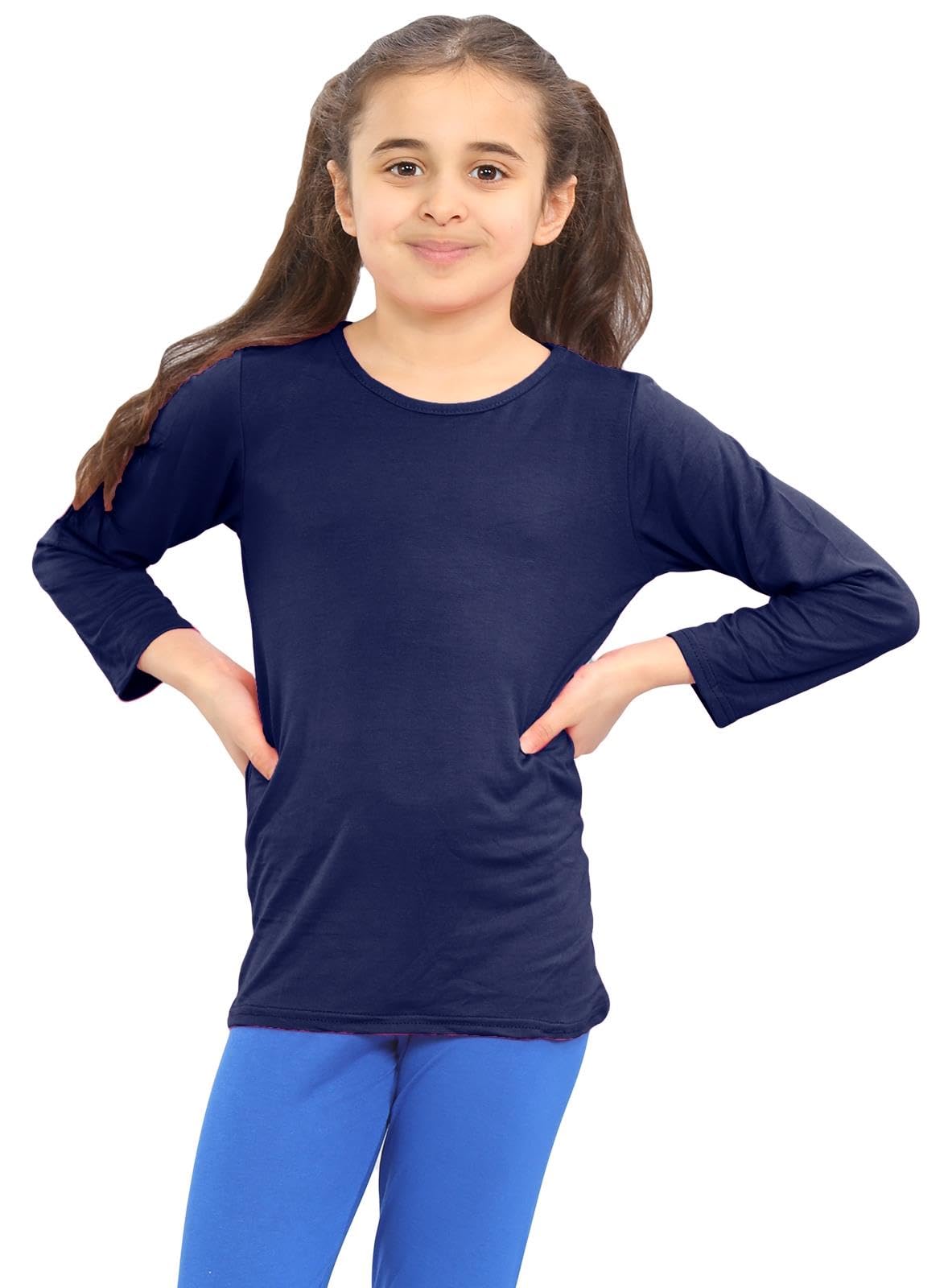 Janisramone Maglietta a maniche lunghe per bambini, tinta unita, per uniforme scolastica, confezione da 2