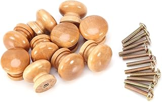 10Pcs S/M/L Wooden Drawer Wardrobe Door Cabinet Knob Wood Handle Round Mushroom Cabinet Closet Drawer Handles with Screws, Cabinet Furniture Drawer Knobs Pulls Handles(33MM)