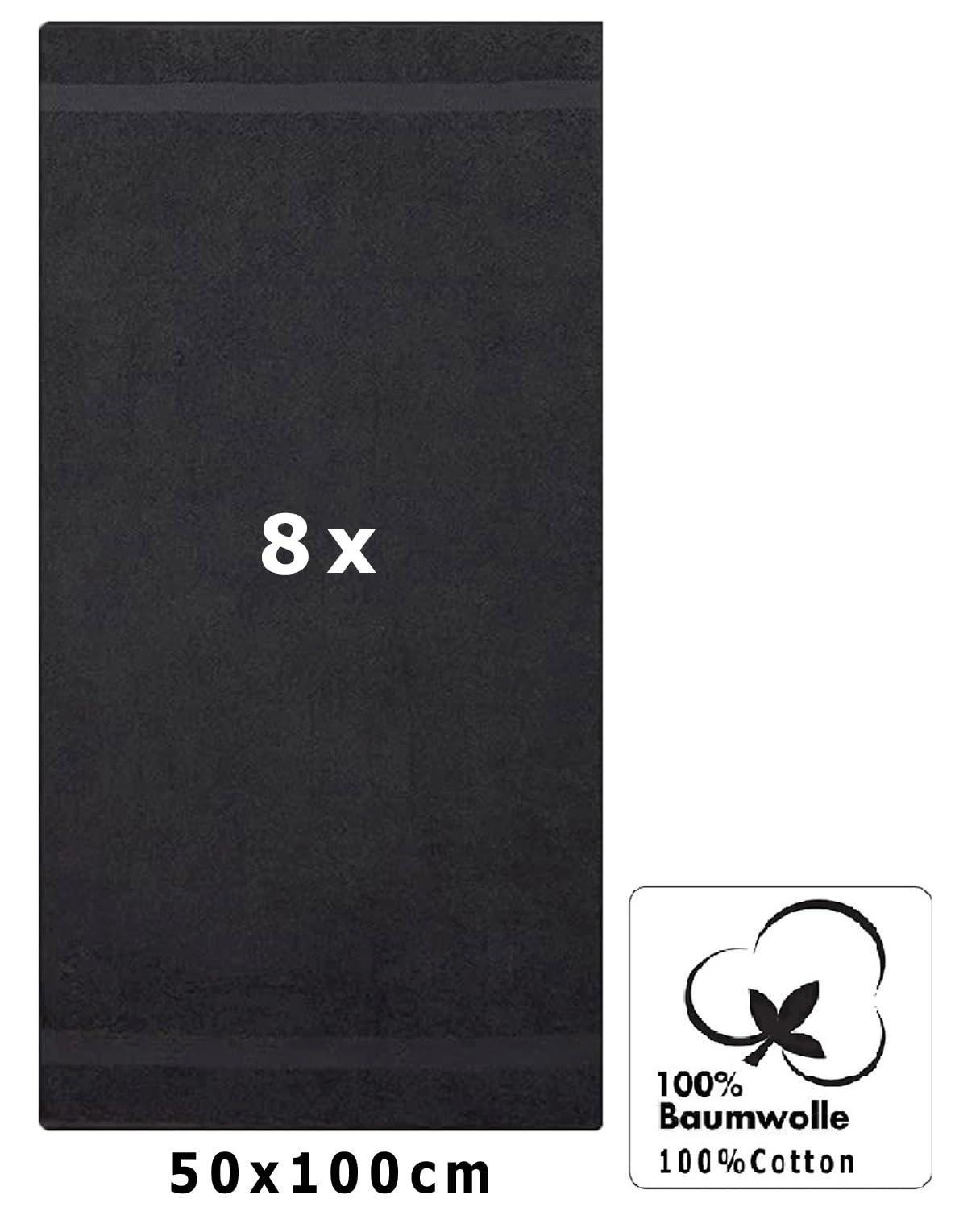 Betz Lot de 8 Serviettes Taille 50x100 cm 100% Coton Set de 8 Serviettes de Toilette Premium (Graphite)