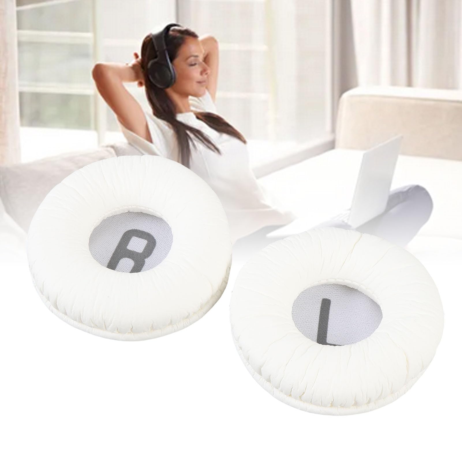SIXRUN Cuscinetti di Ricambio per Cuffie, 3 Paia Memory Foam (WHITE)