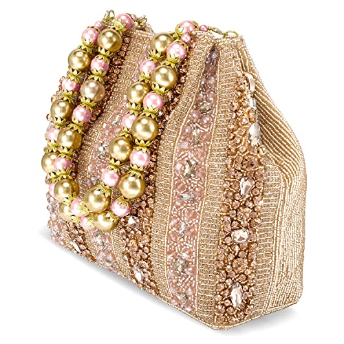 Best bridal handbags for women — Peora hand-beaded rose gold bridal potli bag