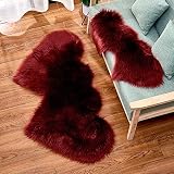 Doux Tapis Moelleux,L'Amour Moderne Nordique Tapis Coussin Peluche Rouge Vin Pour Le Séjour La Chambre Dortoir Simple Chaud Fausse Fourrure Soyeuse Shaggy Tapis Intérieur Antidérapant Chevet Décor