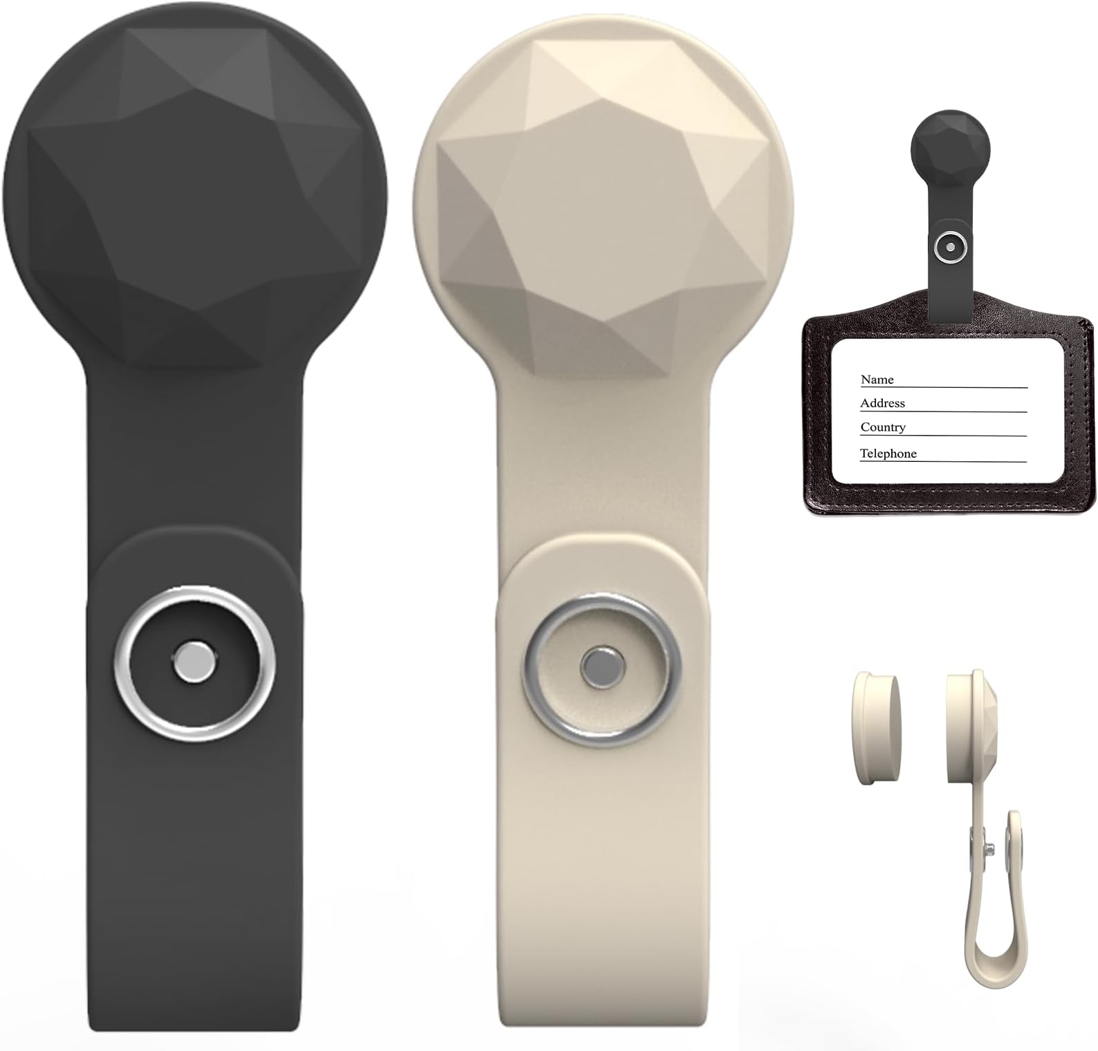 2 Pack Magnetic Name Tag Holder - Diamond Design Strong Magnetic Badge Holder - Name Badge Holder for Everyone to Keep Clothes Traceless (Beige+Black)