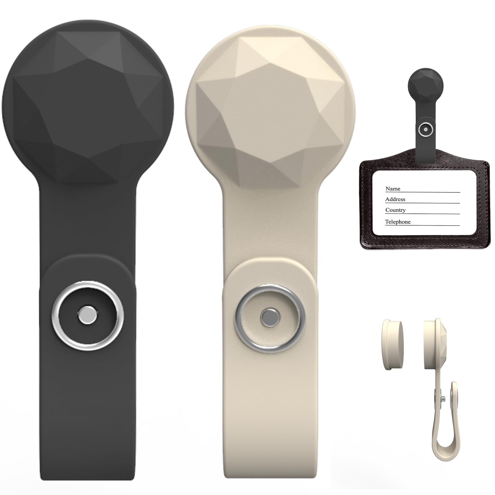 2 Pack Magnetic Name Tag Holder - Diamond Design Strong Magnetic Badge Holder - Name Badge Holder for Everyone to Keep Clothes Traceless (Beige+Black)