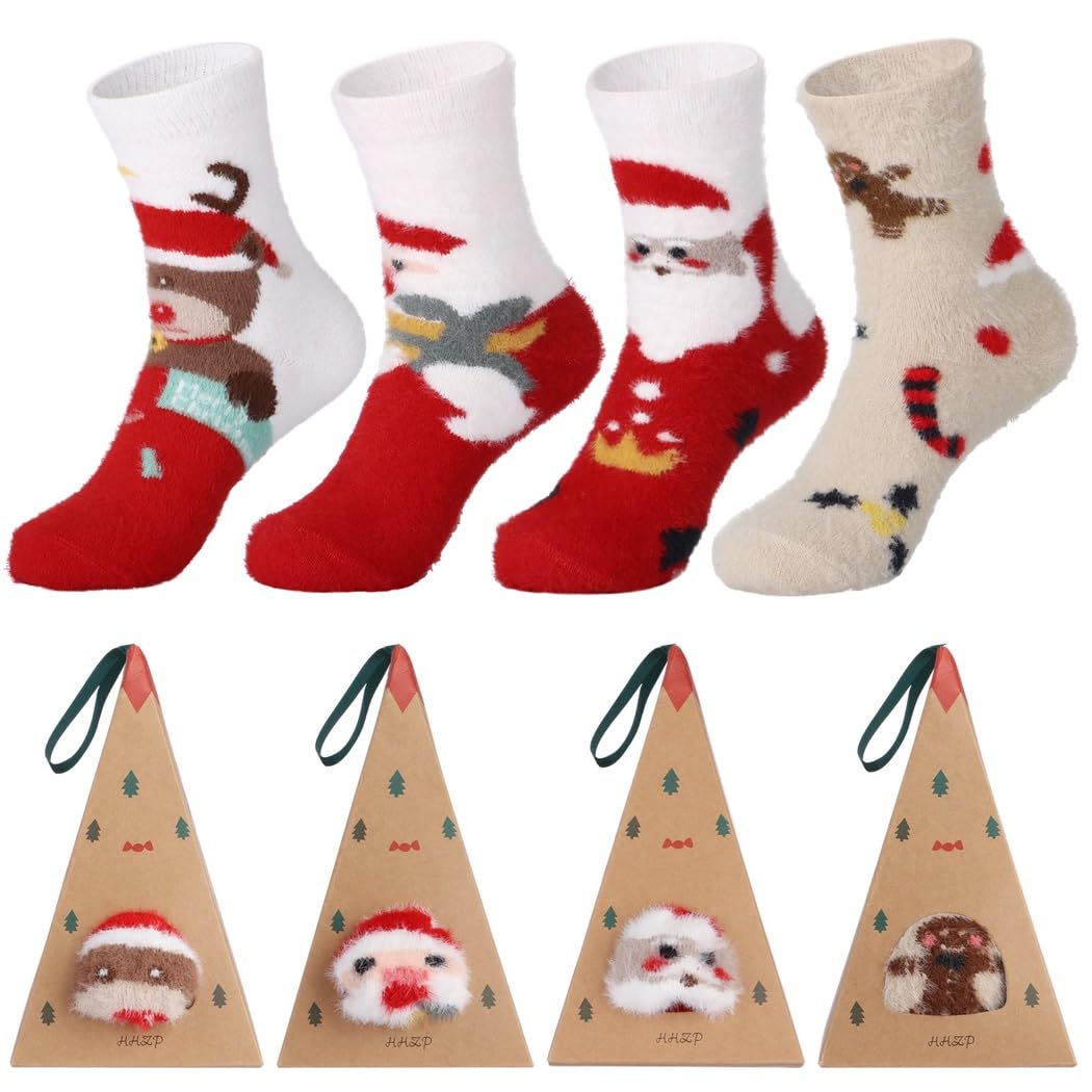 Warme Fleece-Weihnachtssocken, dick, gemütlich und bunt, ideal als Urlaubsgeschenk, 8 Stück