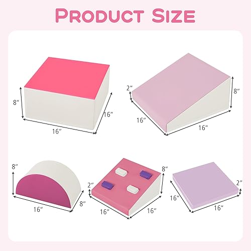 Miniatura 7 de Olakids Juguetes de escalada para niños pequeños, 6 piezas de bloques de espuma para bebés, juego suave con piel sintética, estructura de actividad