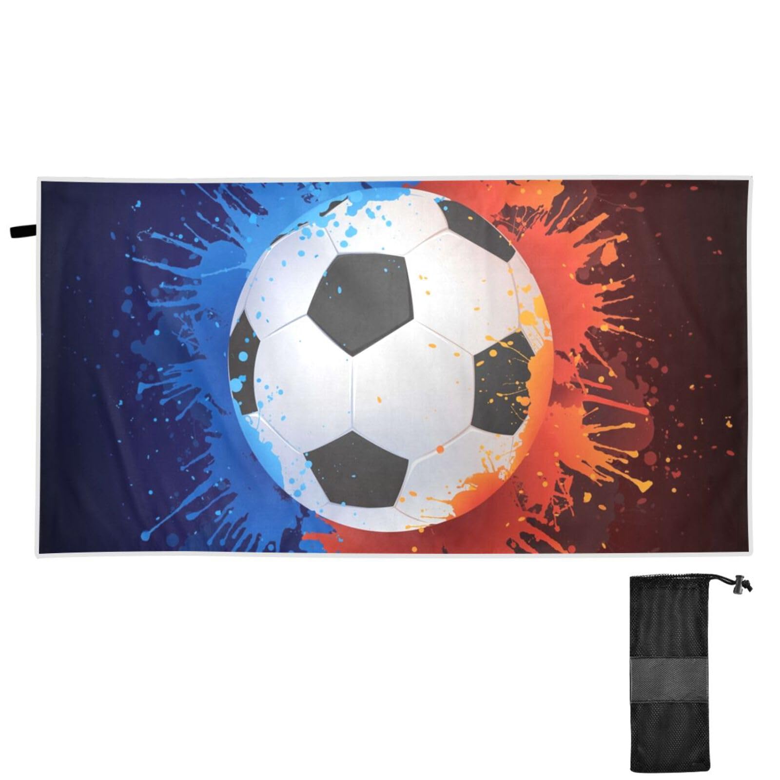 YOUJUNER Beach Towel Soccer Ball Sport Football Quick Dry Sand Free Large Beach Bath Towel for Swimming Summer Holiday Travel