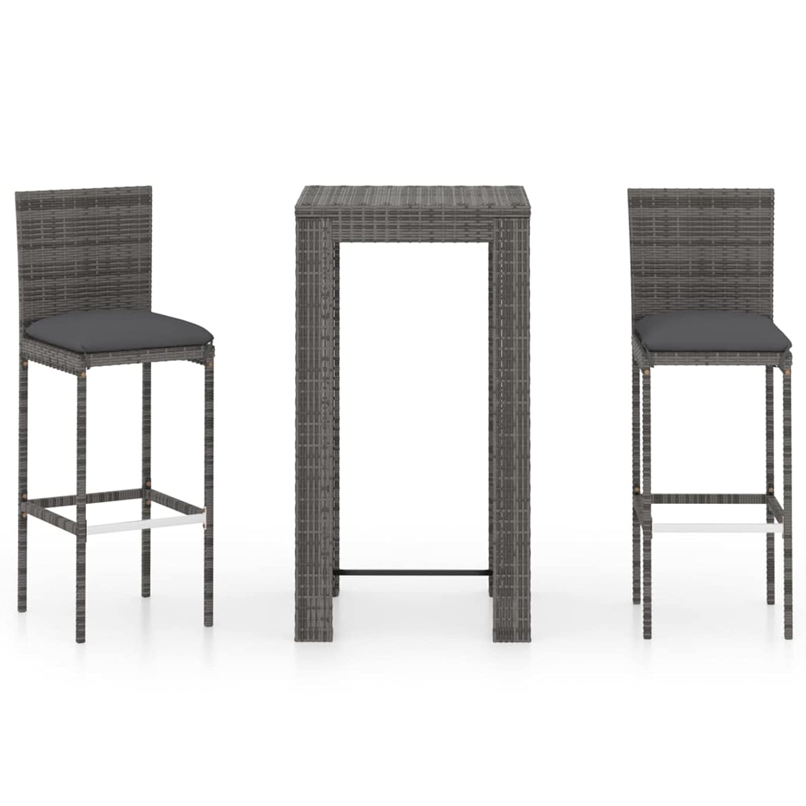 Set Bar Giardino Polyrattan Grigio/Nero - Tavolo E Sgabelli Alti - Foto 4
