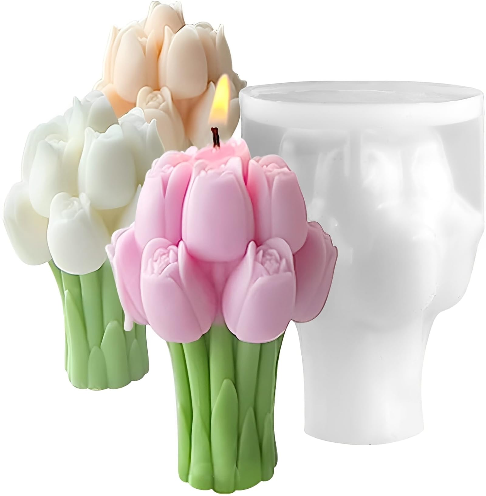 SOFTCREATO Tulips Candle Mold for Candle Making | 3D Tulip Bouquet Silicone Mold for Resin Casting DIY Plaster Polymer Clay Home Decoration Wax Melts Valentine's Day Flower Floral Bouquet Candle Party Gifts Molds Soap Making-picture-32
