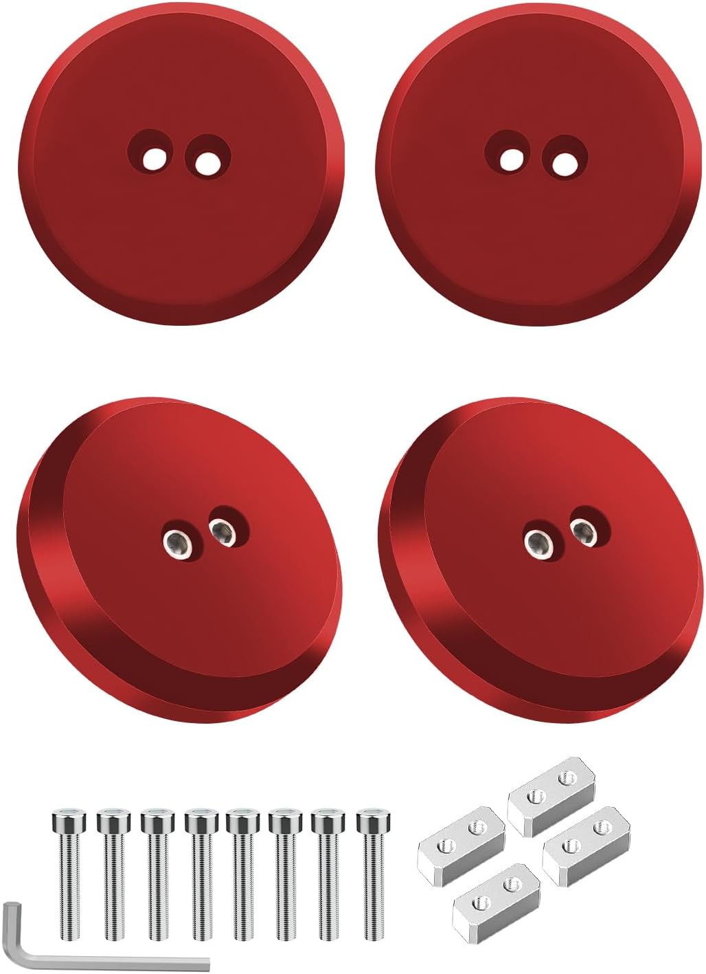 Samman Jack Pad Adapter Billet Anodized Black Aluminum Floor Jack for Corvette C7/C6 Premium Bolt on Jack Points - 4 Pack Red