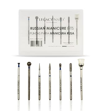 Professional RUSSIAN MANICURE BITS SET 7 pieces - Ideal For Russian Manicures, Performs Perfectly Around Cuticle Area