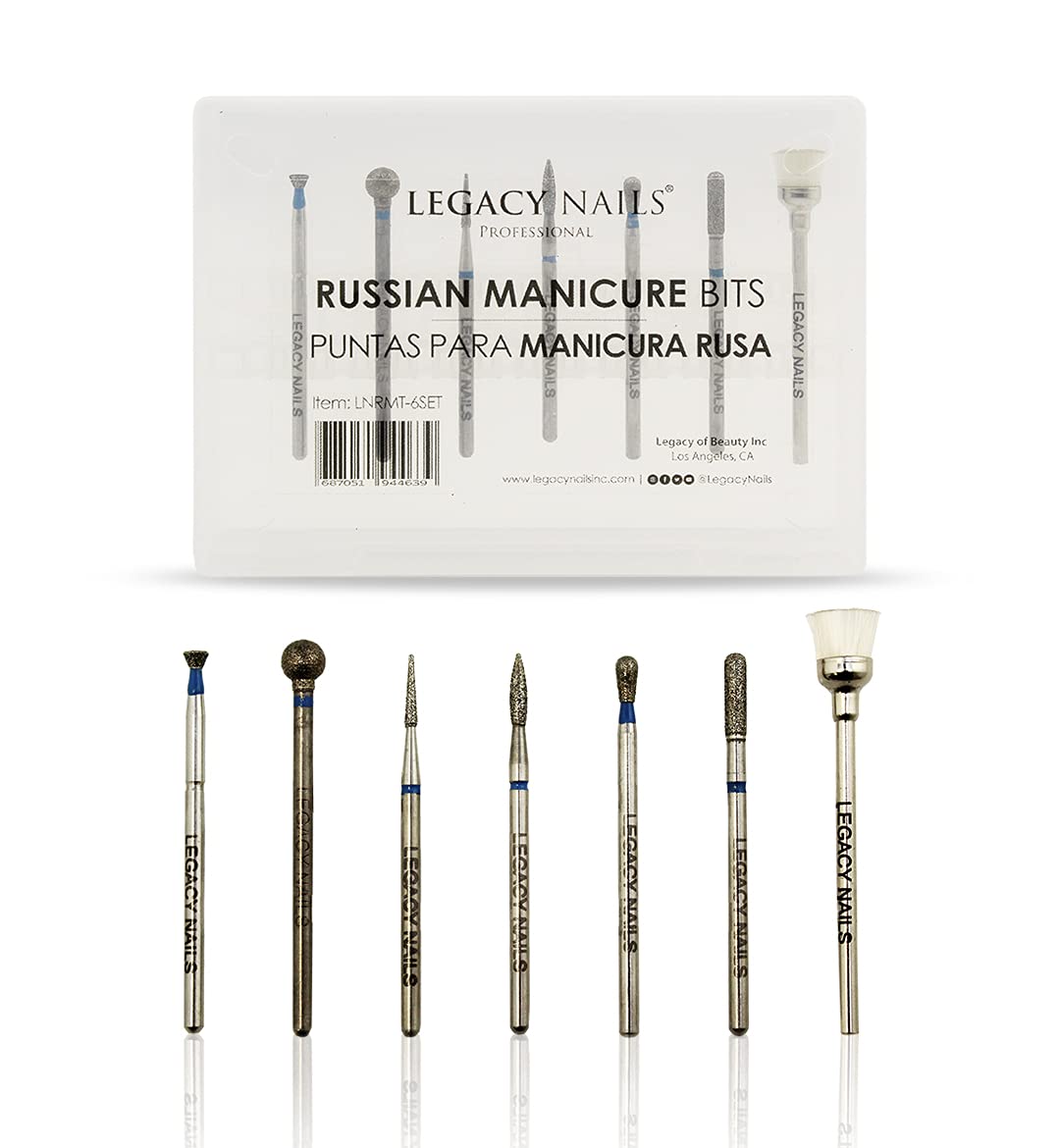 Legacy Nails Professional RUSSIAN MANICURE BITS SET 7 pieces - Ideal For Russian Manicures, Performs Perfectly Around Cuticle Area