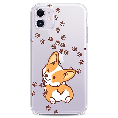 Funda de TPU compatible con Apple iPhone 11 2019 modelo 6.1 pulgadas Iph 11 diseño Corgi Kawaii lindo divertido animales adolescentes impresión
